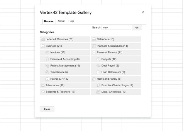 Galería de plantillas Vertex42