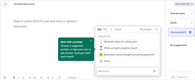 Grammarly AI powered writing assistant