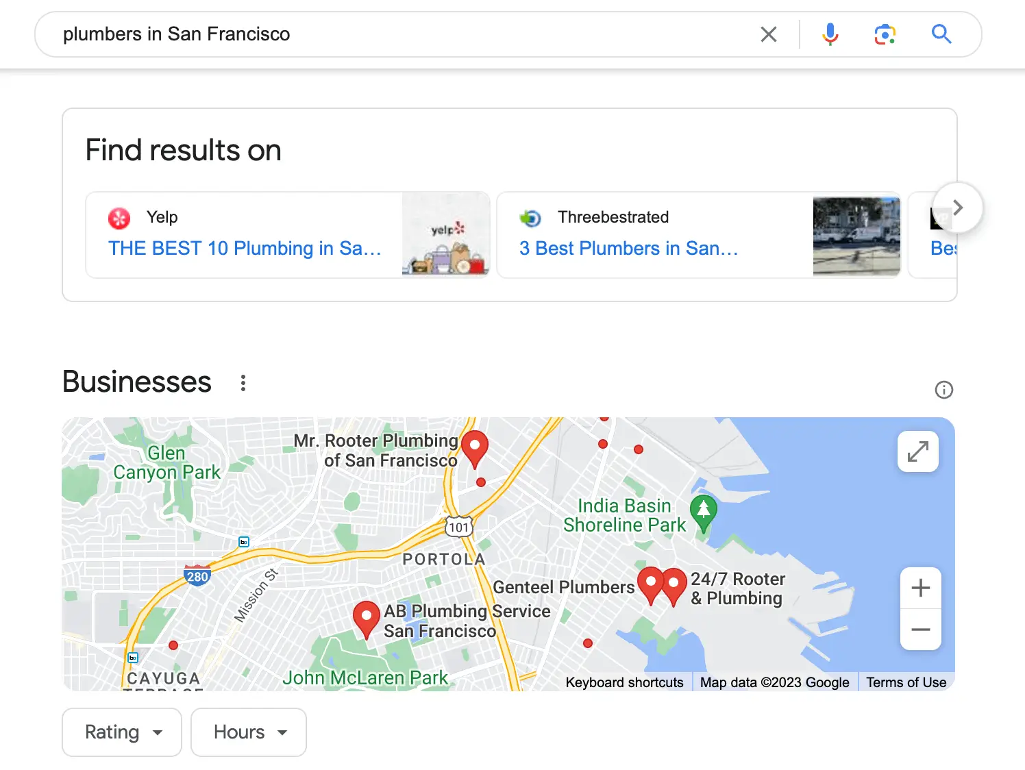 SEO locale per idraulici a San Francisco.