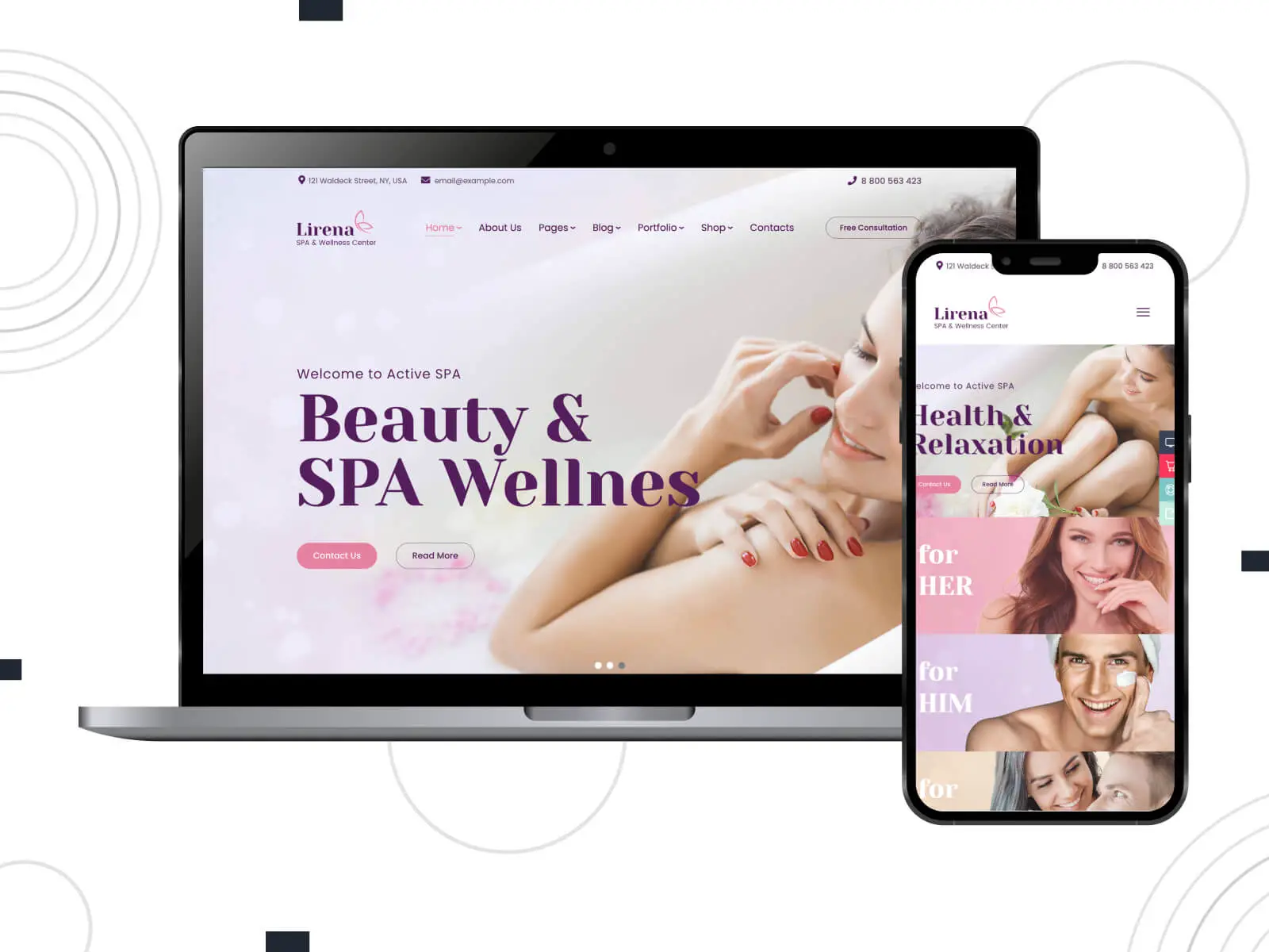 Screenshot von Lirena – helles, reichhaltiges, anpassbares WP-Theme für gehobene Friseurstudios und Friseursalons in den Farbabstufungen Dunkelgrau, Peru und Rosébraun