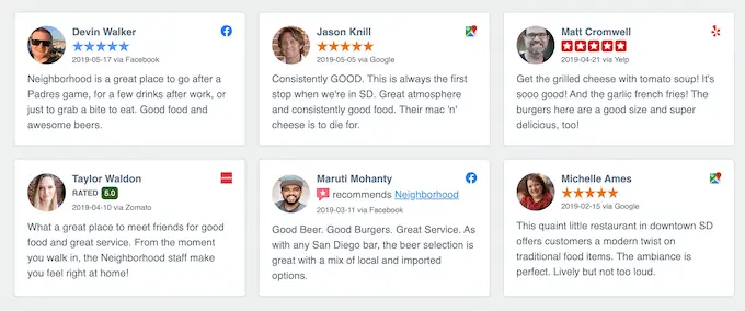 Reviews, created using a customer review plugin for WordPress