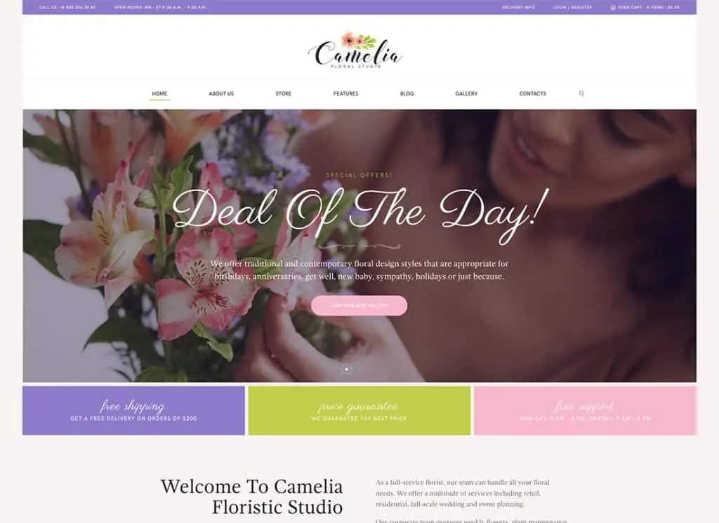 Camelia - 花卉工作室花店 WordPress 主题