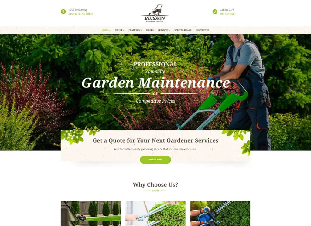 Buisson - Tema WordPress per servizi di giardinaggio e paesaggistica