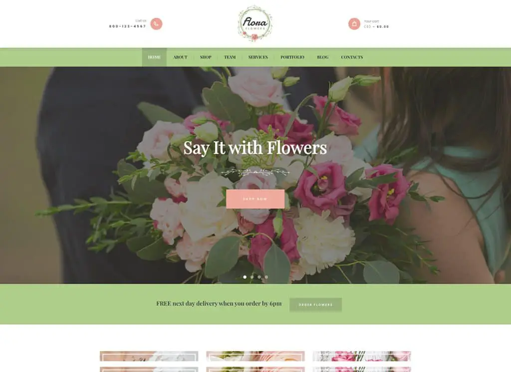 Tema de WordPress para boutique de flores y floristería