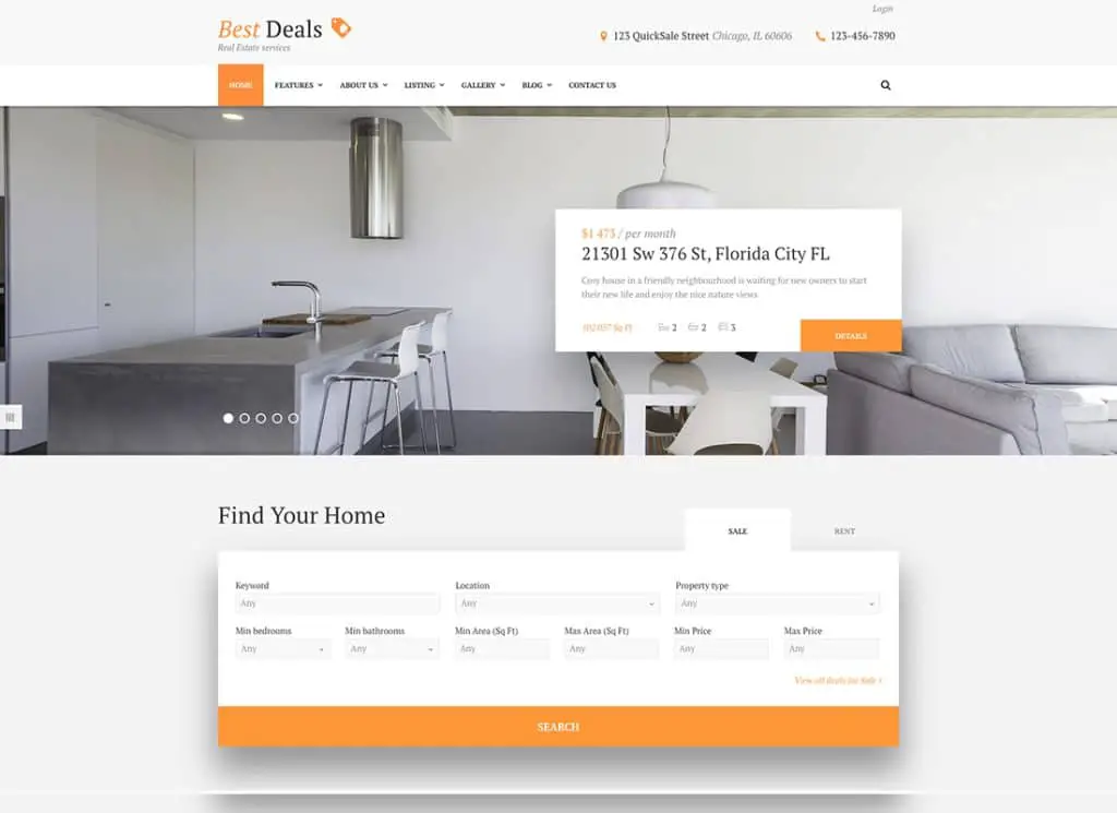 Best Deals - モダンな不動産販売と賃貸の WordPress テーマ