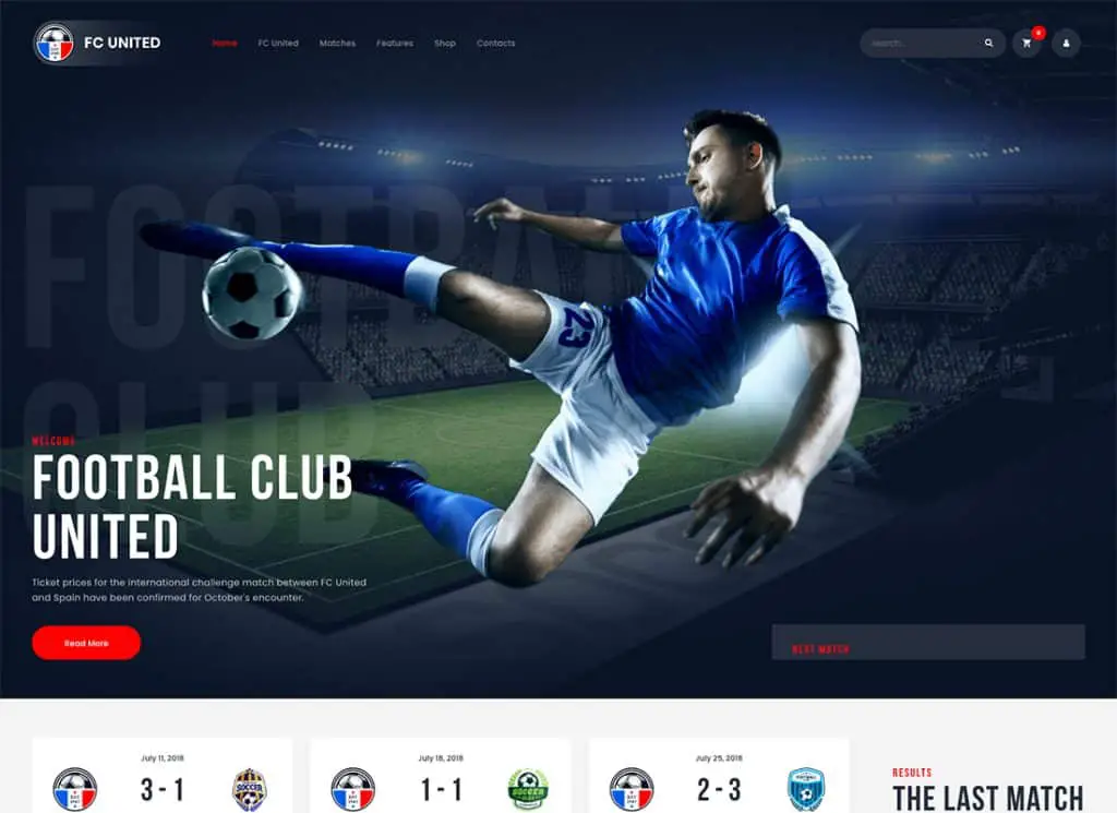 FC ユナイテッド - フットボール、サッカー、スポーツの WordPress テーマ