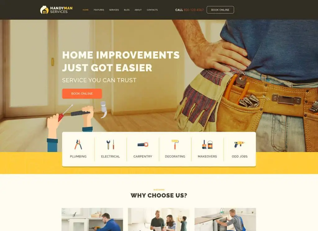 Handyman - 建築和維修服務建築 WordPress 主題