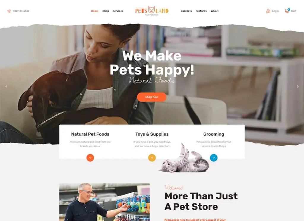 Pets Land - Toko Hewan Domestik & Tema WordPress Kedokteran Hewan