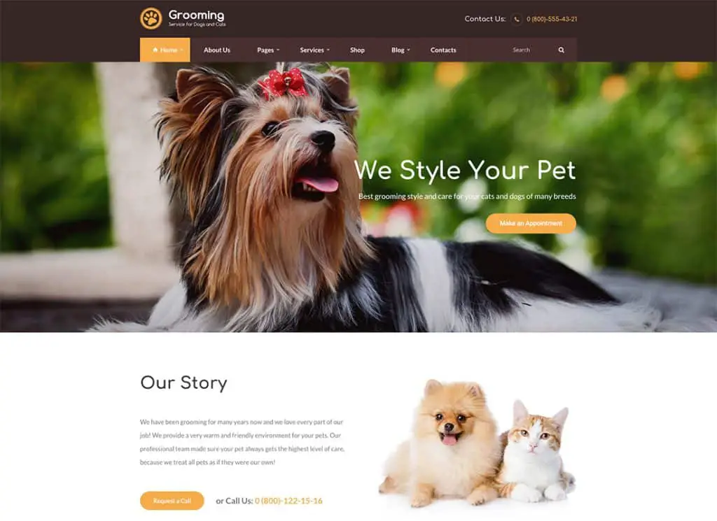 Grooming – WordPress-Theme für Tierhandlung und Tierarzt