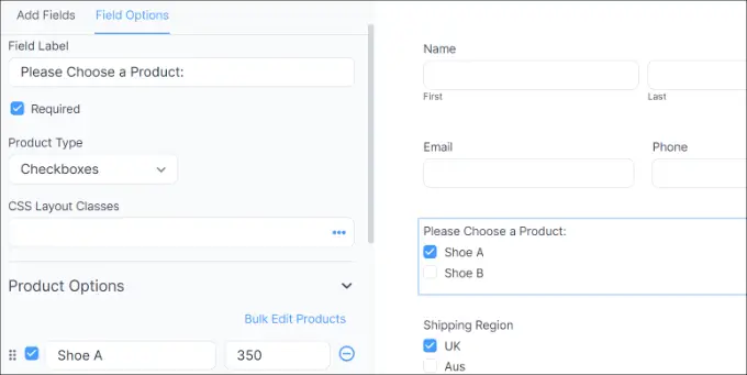 Edit product form field