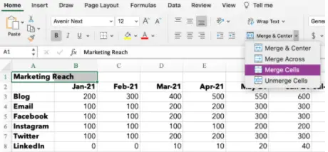 Come unire due celle in Excel