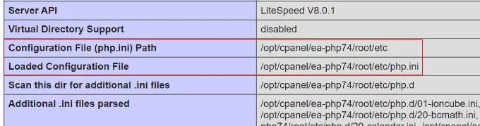 View path of php ini file