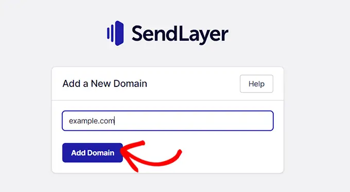 Add your domain name to connect it with SendLayer