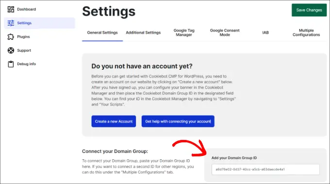 Enter your domain group ID