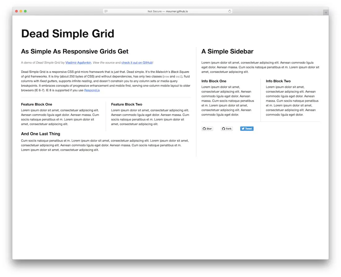 kerangka grid sederhana yang mati