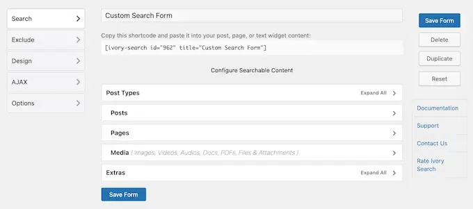 An example of a WordPress search plugin