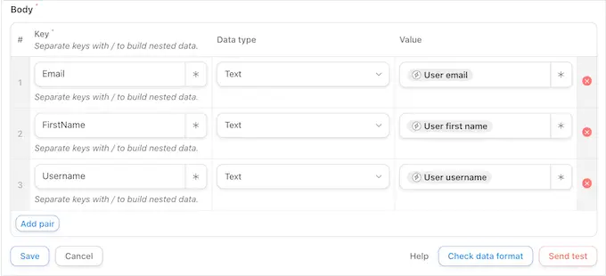 Adding key/value pairs to an automated workflow