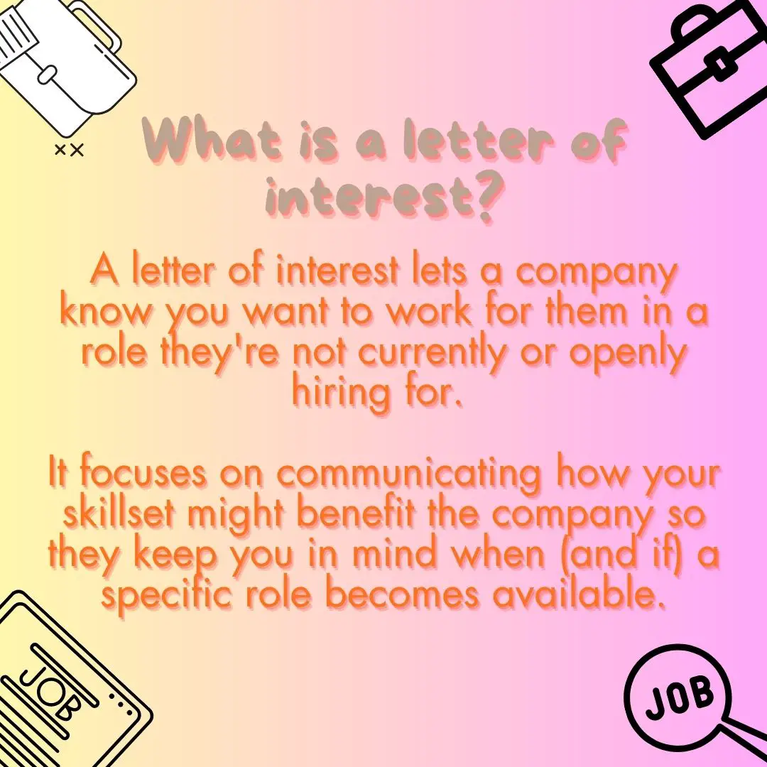 Infographic explaining the meaning of a letter of interest