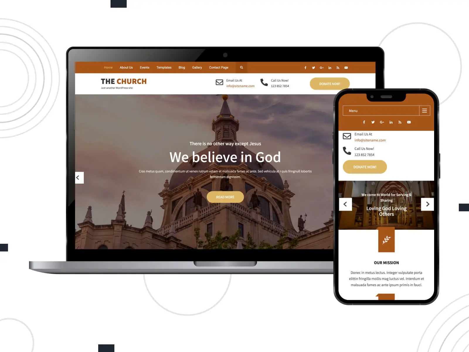 صورة The Church Lite - سمة خيرية خافتة وغنية ومؤثرة لـ WordPress مع عدادات تبرعات بألوان القمح والرمادي الخافت والبني.