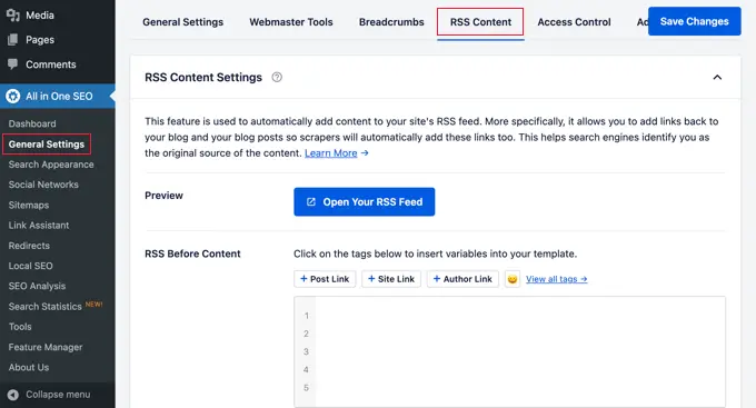 Add content before or after your WordPress RSS feed