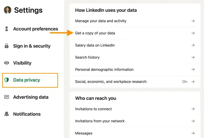 linkedin'den veri aktarma