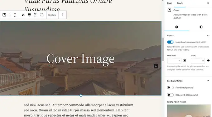 Using cover image in WordPress layouts