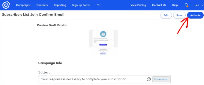 Activate your opt in email