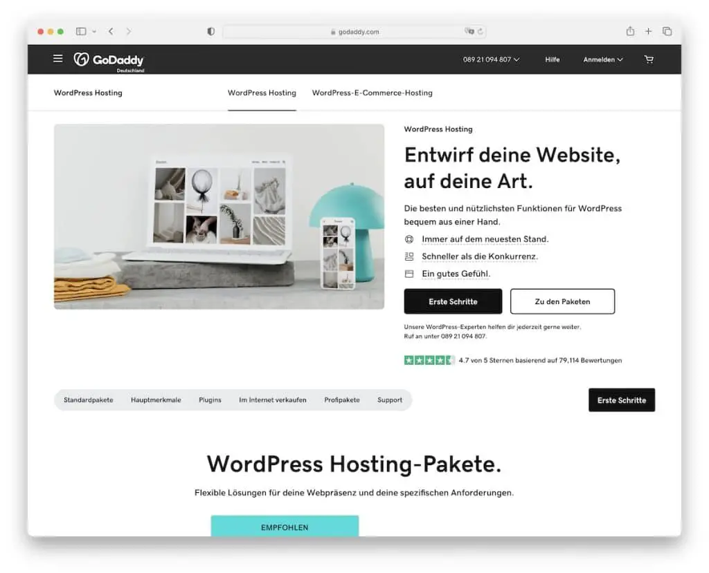 hosting wordpress godaddy di jerman