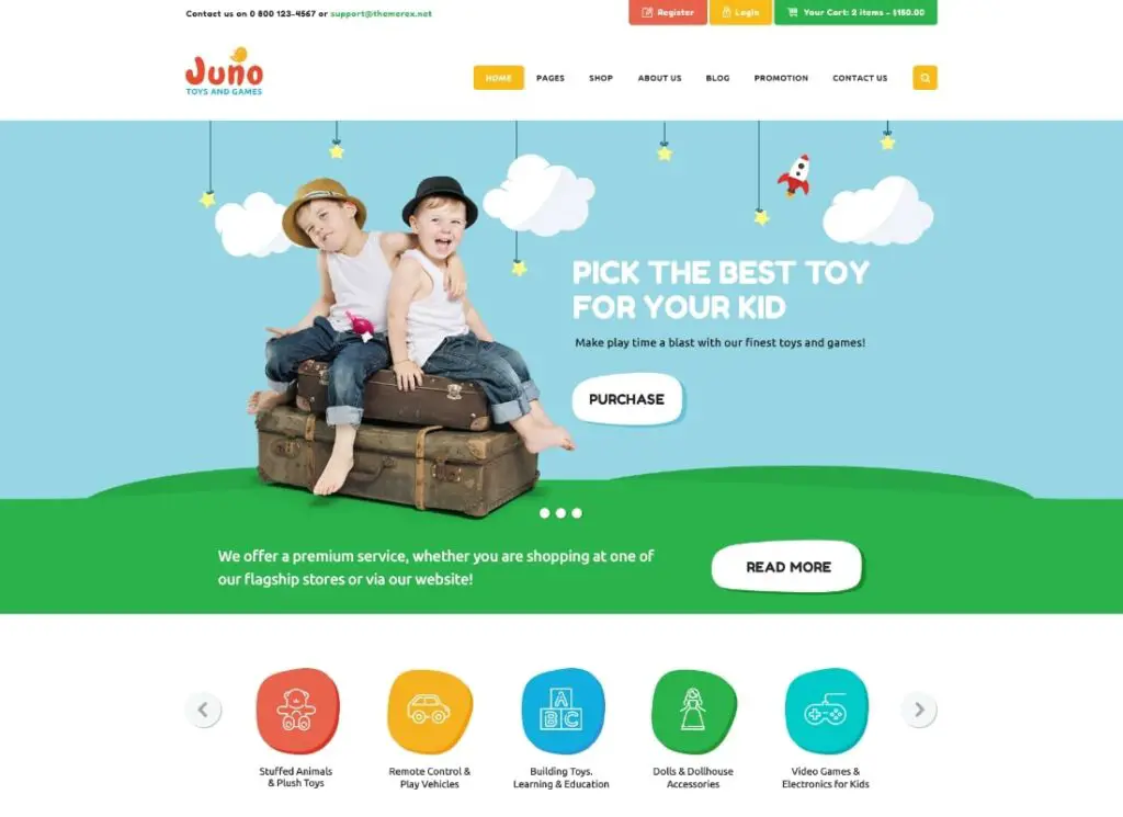 Juno | Çocuk Oyuncakları ve Oyun Mağazası WordPress Teması