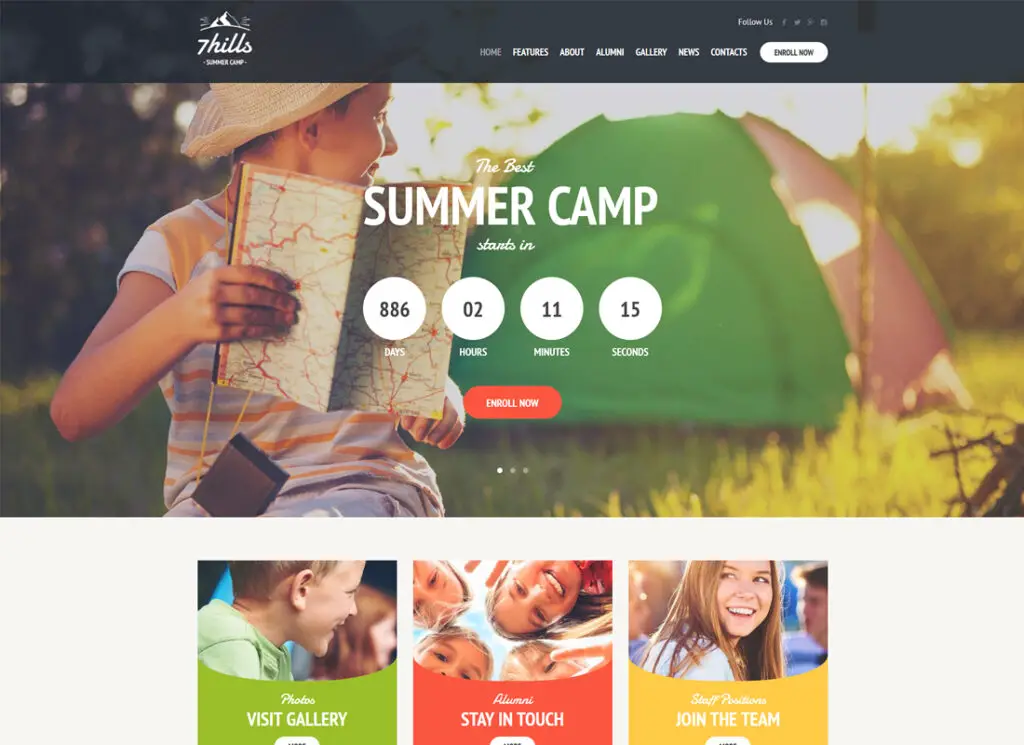 SevenHills | Yürüyüş Yaz Kampı Çocuk WordPress Teması