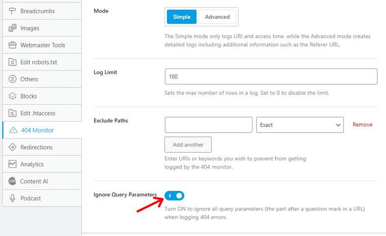 Sorgu Parametresini Yoksaymayı Etkinleştir