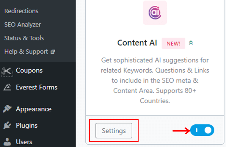 Activați Content AI Module Rank Math Review