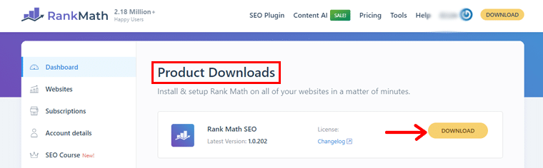 ดาวน์โหลด Rank Math เวอร์ชันพรีเมียม