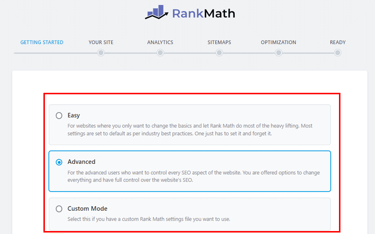 Sélection de la révision mathématique du classement du mode utilisateur