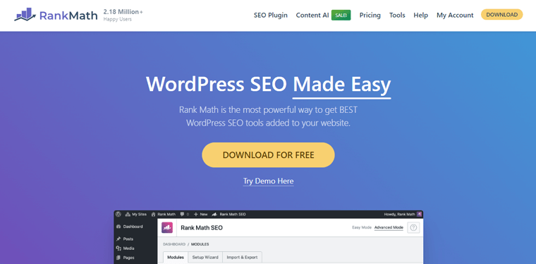 Plug-in WordPress de Rank Math SEO