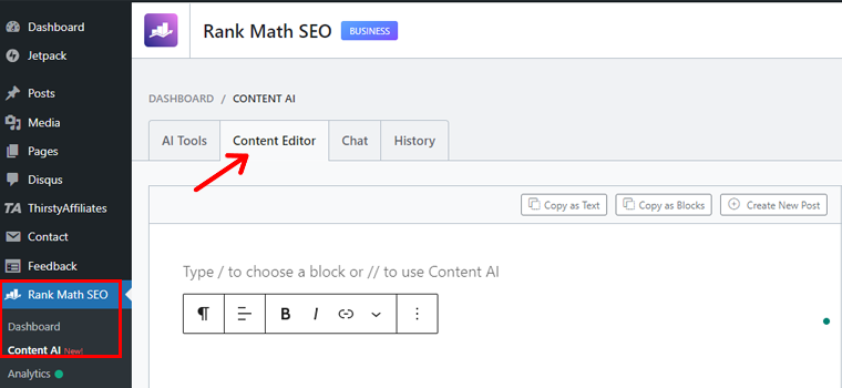 Éditeur de contenu mathématique Rank