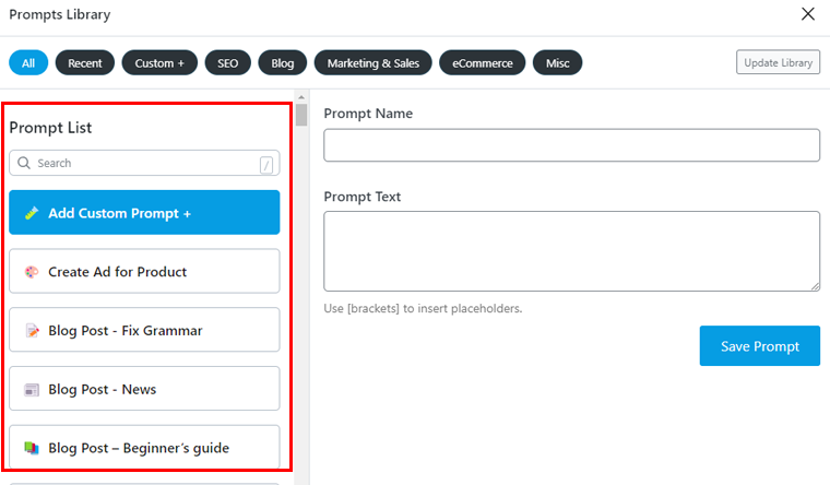 Classer la liste d'invites AI du contenu mathématique