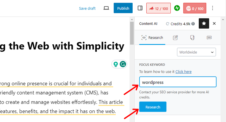 Ajouter un mot clé et cliquer sur la recherche