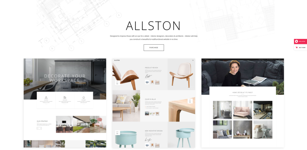 Tema de diseño de interiores de WordPress de Allston