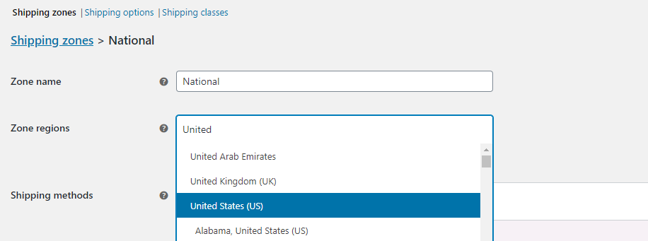 Specify the zone regions