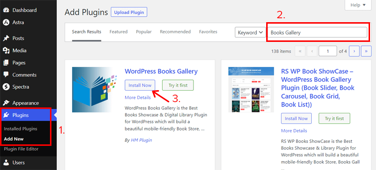 Installation du plugin de bibliothèque WordPress Books Gallery