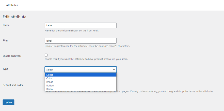 Modification de l'attribut d'étiquette