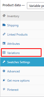 Configuración del atributo de variación