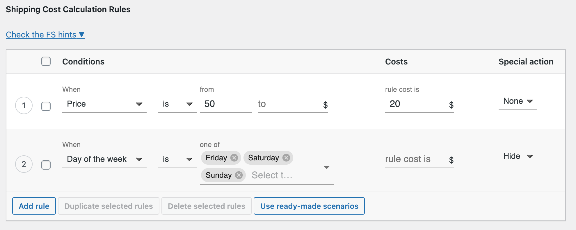 Configuration du mode de livraison le jour suivant