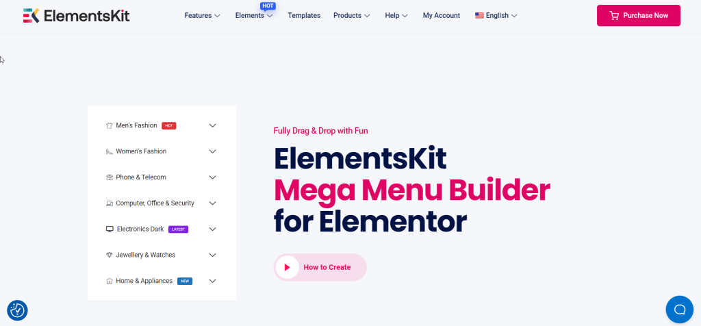 ElementsKit Dodatek Elementor - kreator Mega Menu