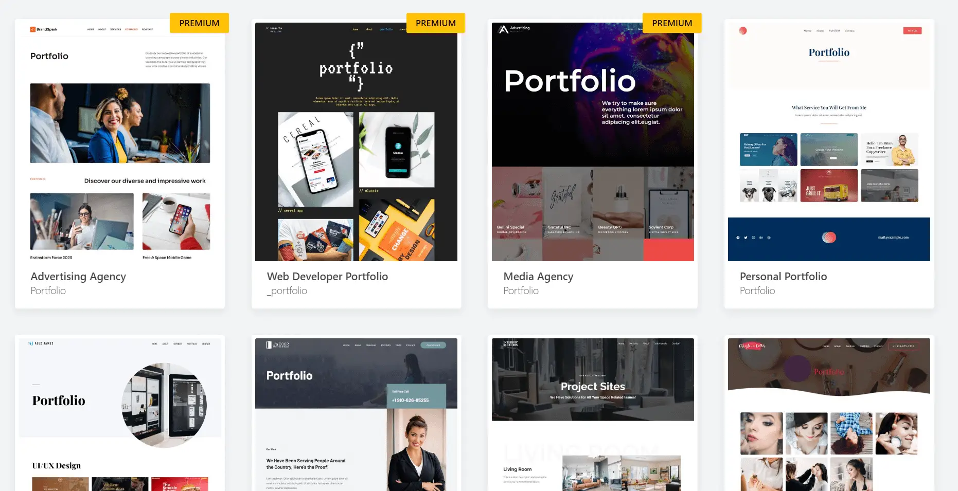 Kit di modelli di portfolio in WordPress.