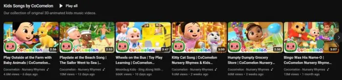 Cocomelon youtube 缩略图。