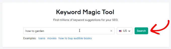 Seed keyword in SEMRush keyword magic tool 