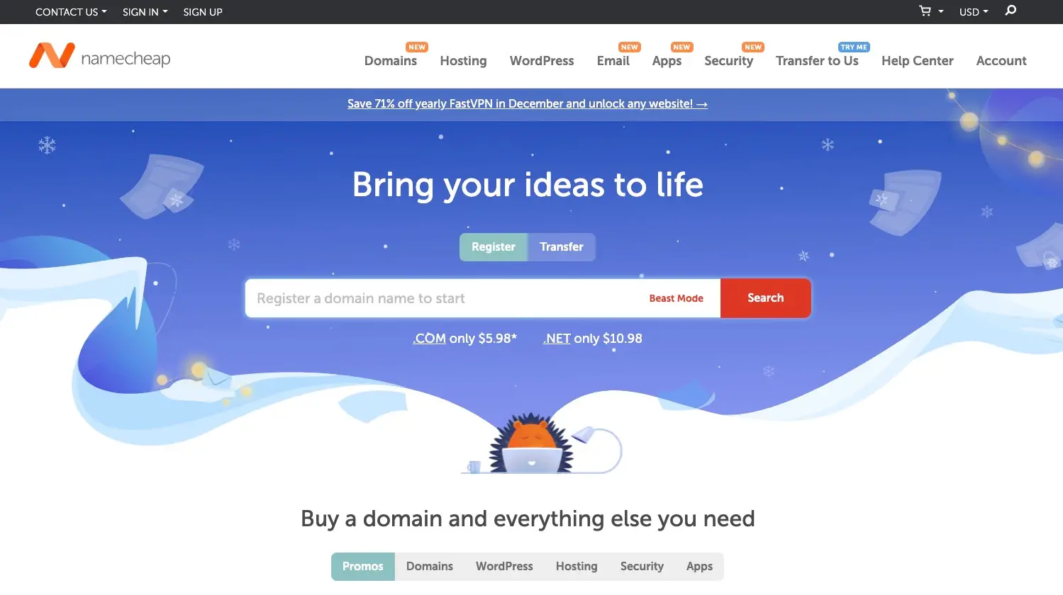 Gazduire web Namecheap.