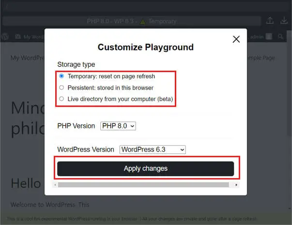 Варианты хранения WordPress Playground